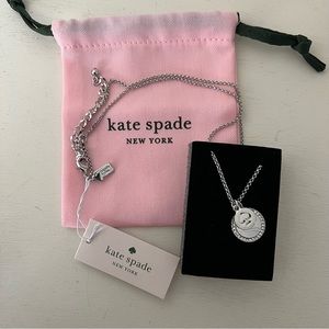 Kate Spade “Spot The Spade” Silver Pave Charm Pendant Necklace